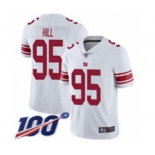 Men's New York Giants #95 B.J. Hill White Vapor Untouchable Limited Player 100th Season Football Jersey