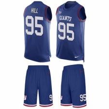 Men's Nike New York Giants #95 B.J. Hill Limited Royal Blue Tank Top Suit NFL Jersey