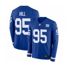 Men's Nike New York Giants #95 B.J. Hill Limited Royal Blue Therma Long Sleeve NFL Jersey