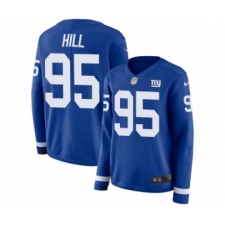 Women's Nike New York Giants #95 B.J. Hill Limited Royal Blue Therma Long Sleeve NFL Jersey