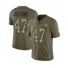 Men's New York Giants #47 Alec Ogletree Limited Olive Camo 2017 Salute to Service Football Jersey
