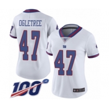 Women's New York Giants #47 Alec Ogletree Limited White Rush Vapor Untouchable 100th Season Football Jersey