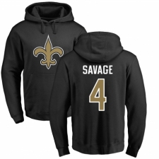 NFL Nike New Orleans Saints #4 Tom Savage Black Name & Number Logo Pullover Hoodie