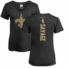 NFL Women's Nike New Orleans Saints #4 Tom Savage Black Backer Slim Fit T-Shirt