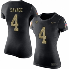 NFL Women's Nike New Orleans Saints #4 Tom Savage Black Camo Salute to Service T-Shirt