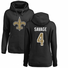 NFL Women's Nike New Orleans Saints #4 Tom Savage Black Name & Number Logo Pullover Hoodie