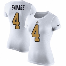 NFL Women's Nike New Orleans Saints #4 Tom Savage White Rush Pride Name & Number T-Shirt