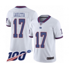 Men's New York Giants #17 Kyle Lauletta Limited White Rush Vapor Untouchable 100th Season Football Jersey
