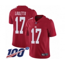 Men's New York Giants #17 Kyle Lauletta Red Limited Red Inverted Legend 100th Season Football Jersey