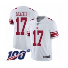 Men's New York Giants #17 Kyle Lauletta White Vapor Untouchable Limited Player 100th Season Football Jersey