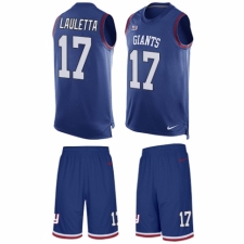 Men's Nike New York Giants #17 Kyle Lauletta Limited Royal Blue Tank Top Suit NFL Jersey