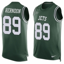 Men's Nike New York Jets #89 Chris Herndon Limited Green Player Name & Number Tank Top NFL Jersey
