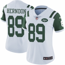 Women's Nike New York Jets #89 Chris Herndon White Vapor Untouchable Limited Player NFL Jersey