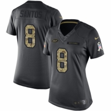 Women's Nike New York Jets #8 Cairo Santos Limited Black 2016 Salute to Service NFL Jersey