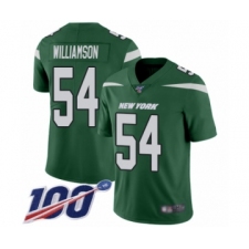 Men's New York Jets #54 Avery Williamson Green Team Color Vapor Untouchable Limited Player 100th Season Football Jersey