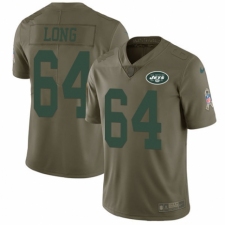 Youth Nike New York Jets #64 Travis Swanson Limited Olive 2017 Salute to Service NFL Jersey