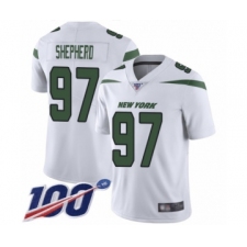 Men's New York Jets #97 Nathan Shepherd White Vapor Untouchable Limited Player 100th Season Football Jersey