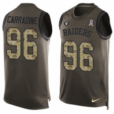 Men's Nike Oakland Raiders #96 Cornellius Carradine Limited Green Salute to Service Tank Top NFL Jersey