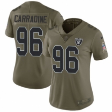 Women's Nike Oakland Raiders #96 Cornellius Carradine Limited Olive 2017 Salute to Service NFL Jersey