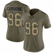 Women's Nike Oakland Raiders #96 Cornellius Carradine Limited Olive/Camo 2017 Salute to Service NFL Jersey