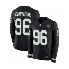 Youth Nike Oakland Raiders #96 Cornellius Carradine Limited Black Therma Long Sleeve NFL Jersey
