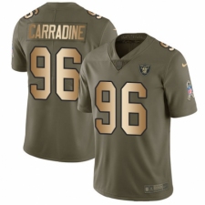 Youth Nike Oakland Raiders #96 Cornellius Carradine Limited Olive/Gold 2017 Salute to Service NFL Jersey