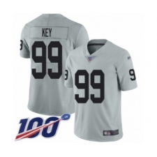 Men's Oakland Raiders #99 Arden Key Limited Silver Inverted Legend 100th Season Football Jersey