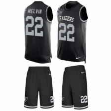 Men's Nike Oakland Raiders #22 Rashaan Melvin Limited Black Tank Top Suit NFL Jersey
