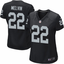 Women's Nike Oakland Raiders #22 Rashaan Melvin Game Black Team Color NFL Jersey