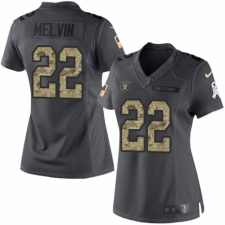 Women's Nike Oakland Raiders #22 Rashaan Melvin Limited Black 2016 Salute to Service NFL Jersey