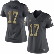 Women's Nike Oakland Raiders #17 Dwayne Harris Limited Black 2016 Salute to Service NFL Jersey