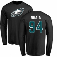 Nike Philadelphia Eagles #94 Haloti Ngata Black Name & Number Logo Long Sleeve T-Shirt