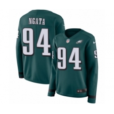 Women's Nike Philadelphia Eagles #94 Haloti Ngata Limited Green Therma Long Sleeve NFL Jersey