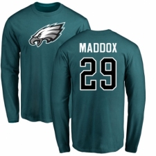 Nike Philadelphia Eagles #29 Avonte Maddox Green Name & Number Logo Long Sleeve T-Shirt