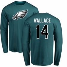 Nike Philadelphia Eagles #14 Mike Wallace Green Name & Number Logo Long Sleeve T-Shirt