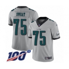 Men's Philadelphia Eagles #75 Josh Sweat Limited Silver Inverted Legend 100th Season Football Jersey
