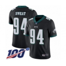 Men's Philadelphia Eagles #94 Josh Sweat Black Alternate Vapor Untouchable Limited Player 100th Season Football Jersey