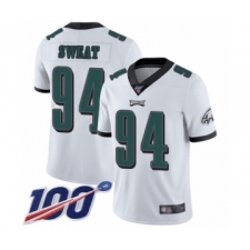 Men's Philadelphia Eagles #94 Josh Sweat White Vapor Untouchable Limited Player 100th Season Football Jersey