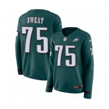 Women's Nike Philadelphia Eagles #75 Josh Sweat Limited Green Therma Long Sleeve NFL Jersey