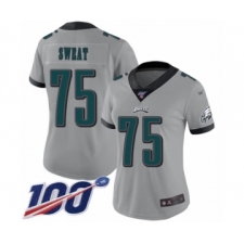Women's Philadelphia Eagles #75 Josh Sweat Limited Silver Inverted Legend 100th Season Football Jersey