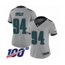 Women's Philadelphia Eagles #94 Josh Sweat Limited Silver Inverted Legend 100th Season Football Jersey