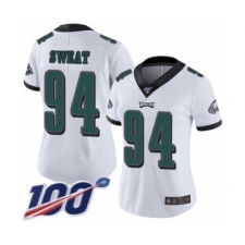 Women's Philadelphia Eagles #94 Josh Sweat White Vapor Untouchable Limited Player 100th Season Football Jersey