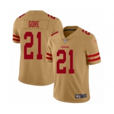 Men's San Francisco 49ers #21 Frank Gore Limited Gold Inverted Legend Football Jersey