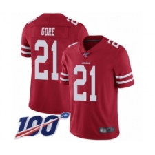 Men's San Francisco 49ers #21 Frank Gore Red Team Color Vapor Untouchable Limited Player 100th Season Football Jersey