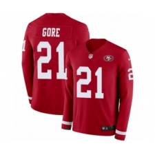 Youth Nike San Francisco 49ers #21 Frank Gore Limited Red Therma Long Sleeve NFL Jersey