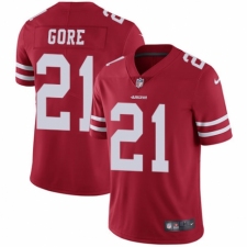 Youth Nike San Francisco 49ers #21 Frank Gore Red Team Color Vapor Untouchable Limited Player NFL Jersey