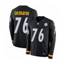 Men's Nike Pittsburgh Steelers #76 Chukwuma Okorafor Limited Black Therma Long Sleeve NFL Jersey
