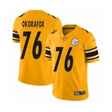 Men's Pittsburgh Steelers #76 Chukwuma Okorafor Limited Gold Inverted Legend Football Jersey