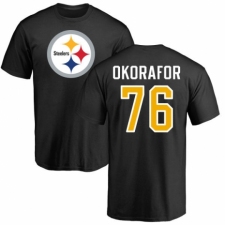 Nike Pittsburgh Steelers #76 Chukwuma Okorafor Black Name & Number Logo T-Shirt