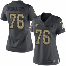 Women's Nike Pittsburgh Steelers #76 Chukwuma Okorafor Limited Black 2016 Salute to Service NFL Jersey
